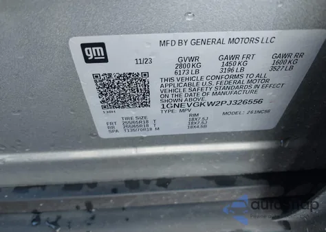 2023 Chevrolet Traverse Awd Lt Cloth from USA, damaged, VIN 1GNEVGKW2PJ326556